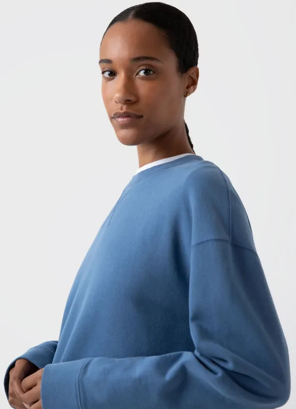 Women's Relaxed Loopback Sweatshirt in Bluestone sold by Sunspel