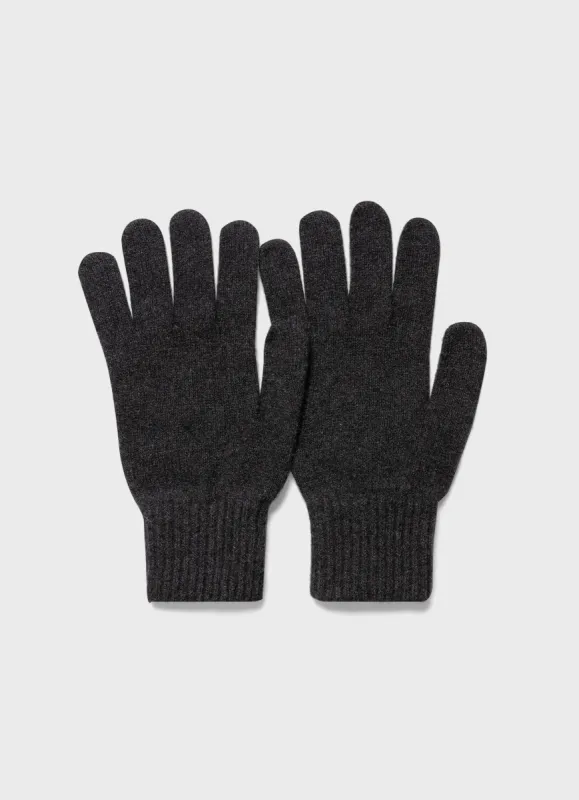 Cashmere Knitted Glove in Charcoal Melange sold by Sunspel