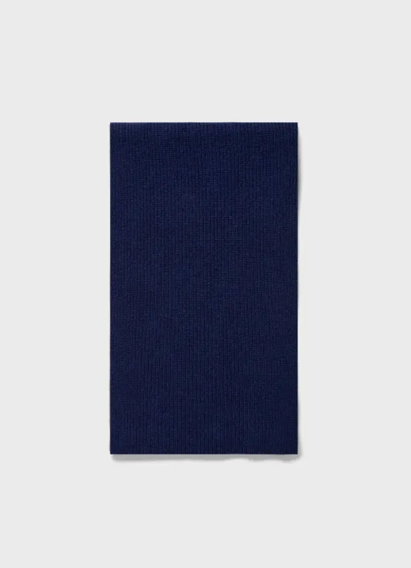 Cashmere Ribbed Scarf in Space Blue sold by Sunspel