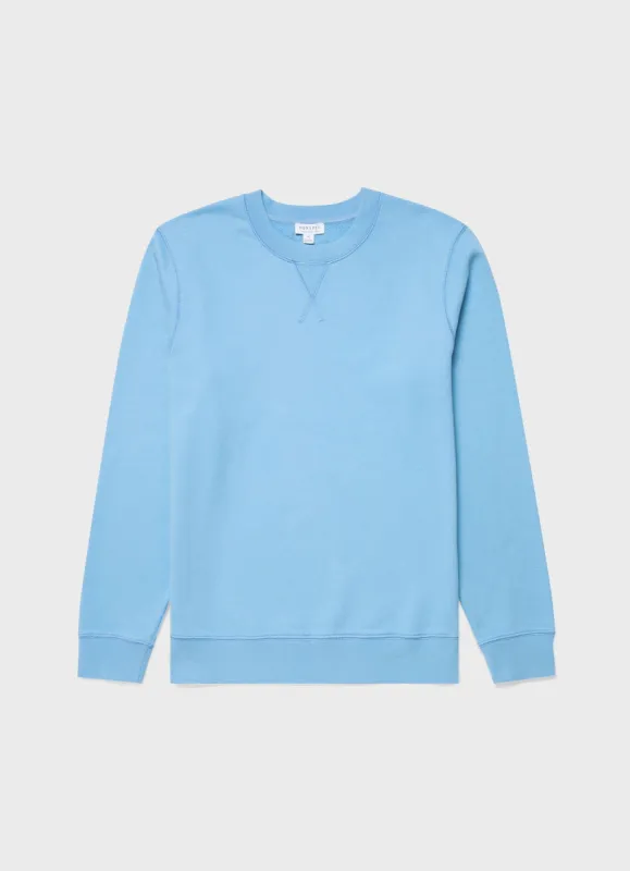 Men's Loopback Sweatshirt in Cyan Blue sold by Sunspel