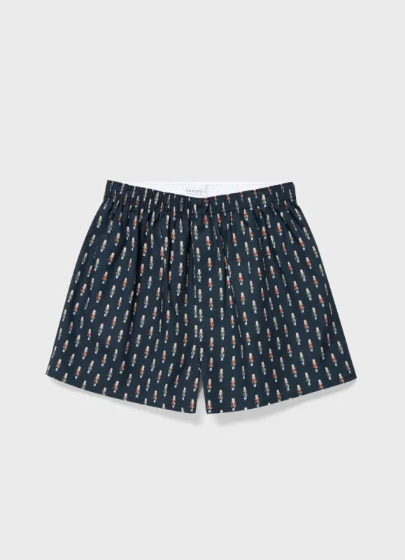 Men's Classic Print Boxer Shorts in Nutcracker made by Sunspel