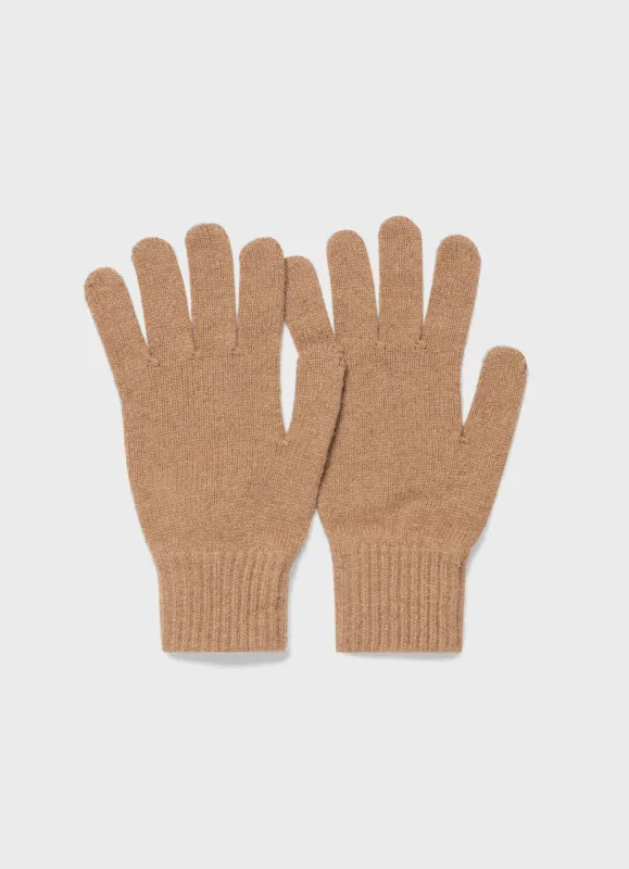 Cashmere Knitted Glove in Brown Melange sold by Sunspel