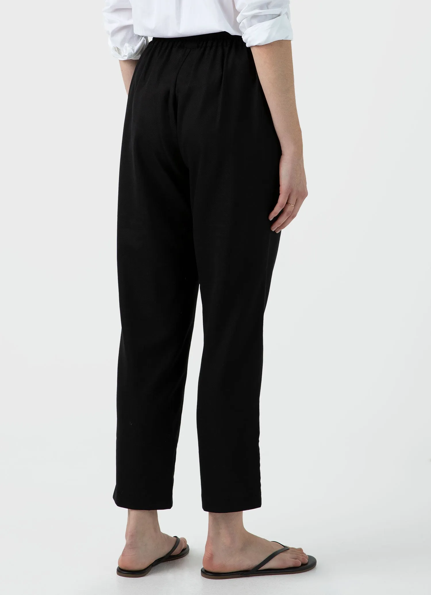 Women's Drawstring Tapered Trouser in Black sold by Sunspel product image thumbnail 3
