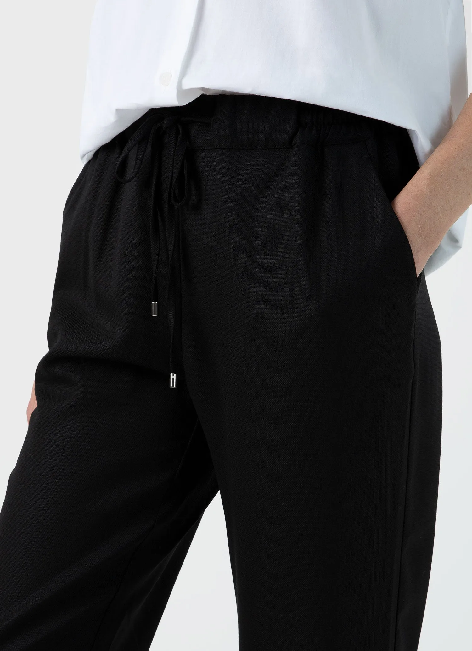 Women's Drawstring Tapered Trouser in Black sold by Sunspel product image thumbnail 4
