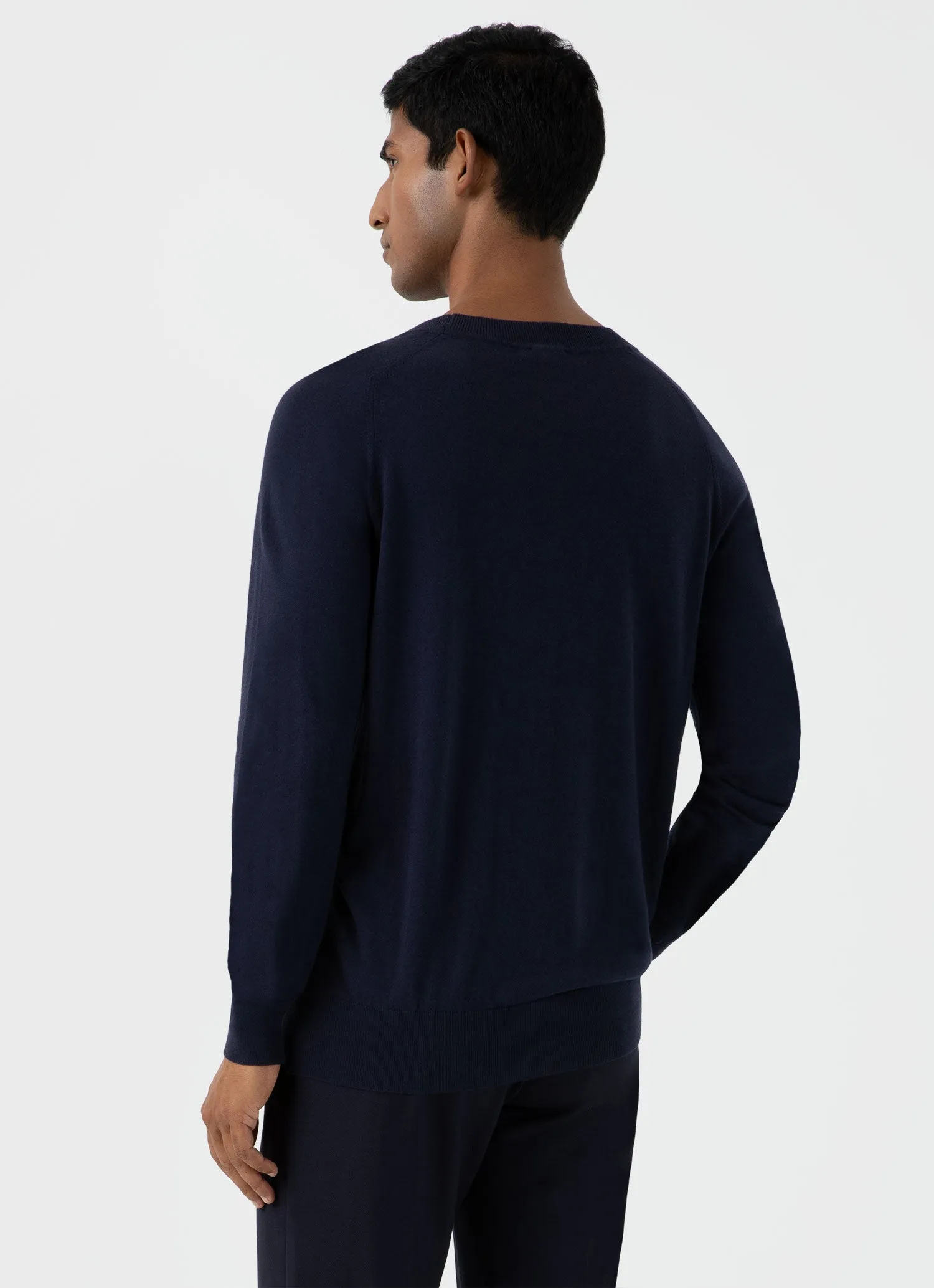 Men's Sea Island Cashmere Crew Neck Jumper in Navy sold by Sunspel product image thumbnail 5