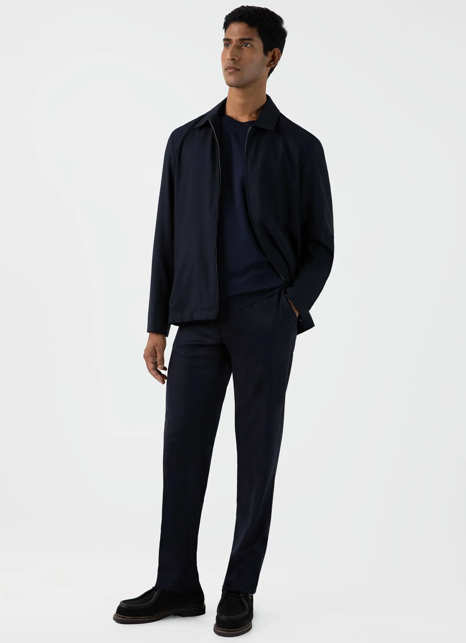 Men's Sea Island Cashmere Crew Neck Jumper in Navy sold by Sunspel product image thumbnail 3