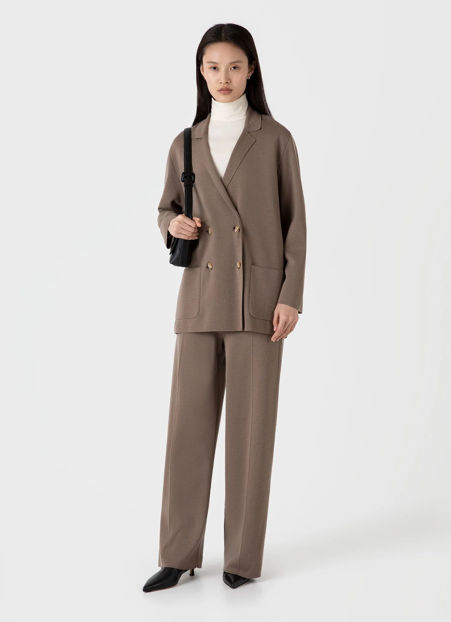 Women's Merino Milano Knit Blazer in Sandstone sold by Sunspel product image thumbnail 2