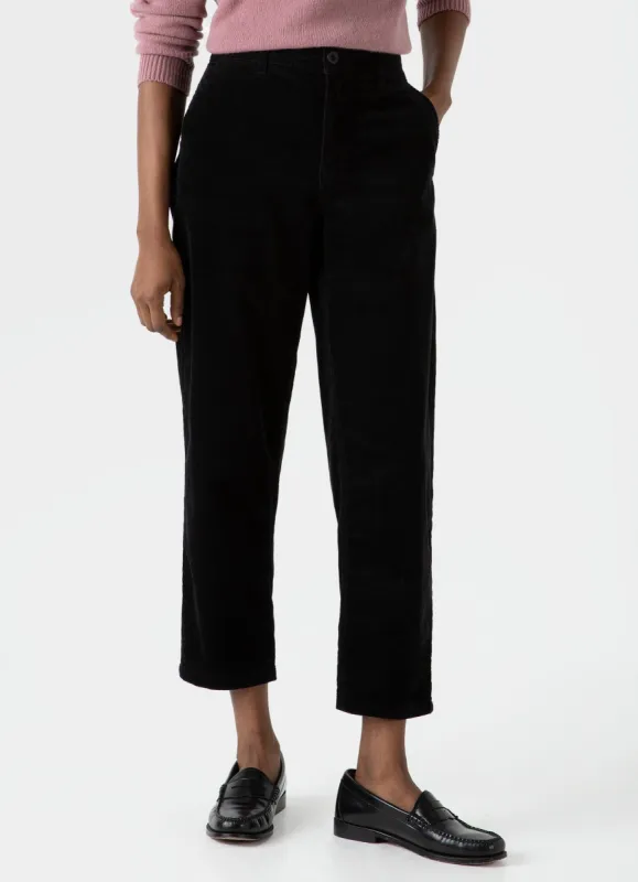 Women's Corduroy Trouser in Black sold by Sunspel