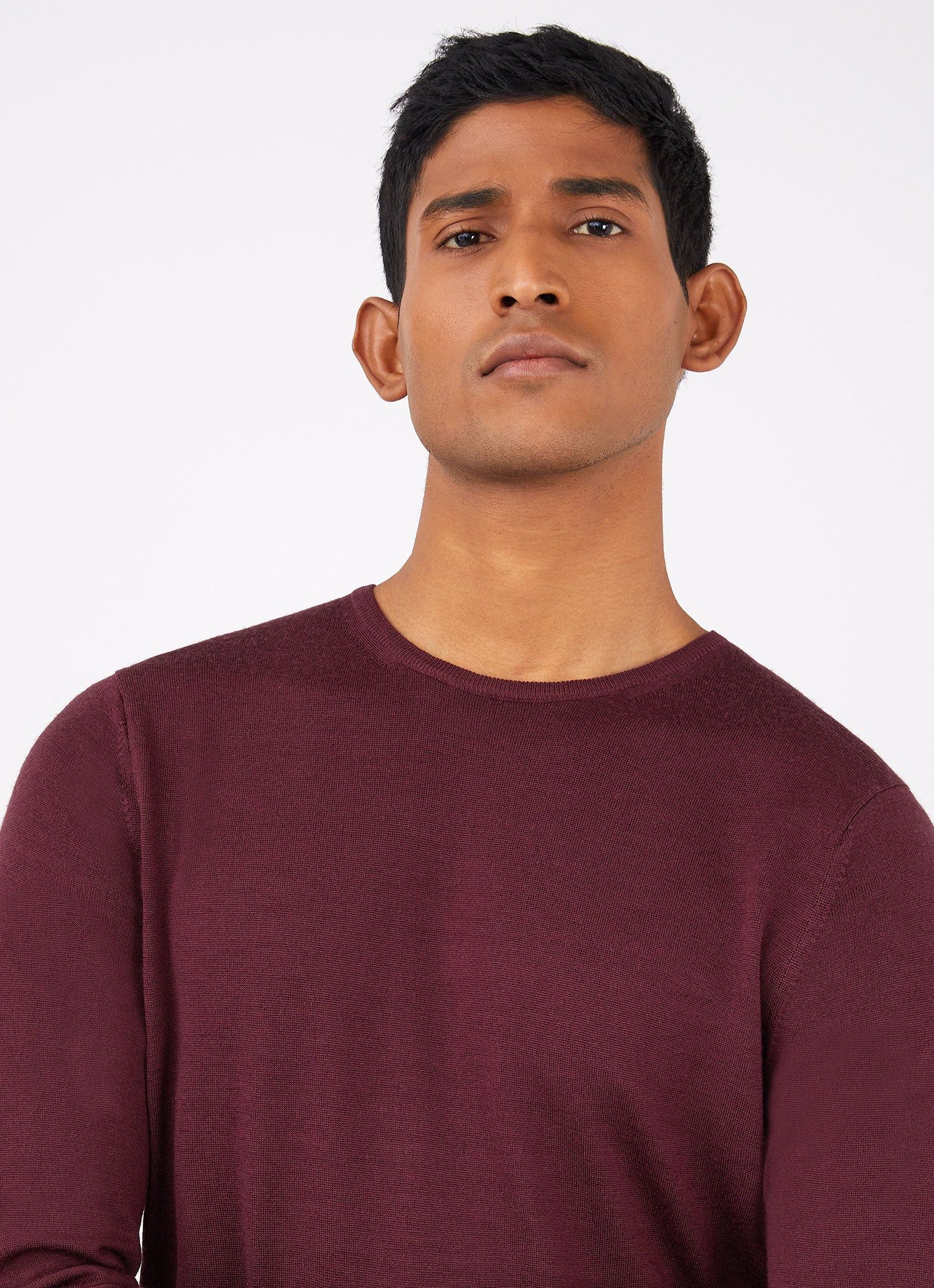 Men's Extra-Fine Merino Crew Neck in Port sold by Sunspel product image thumbnail 5