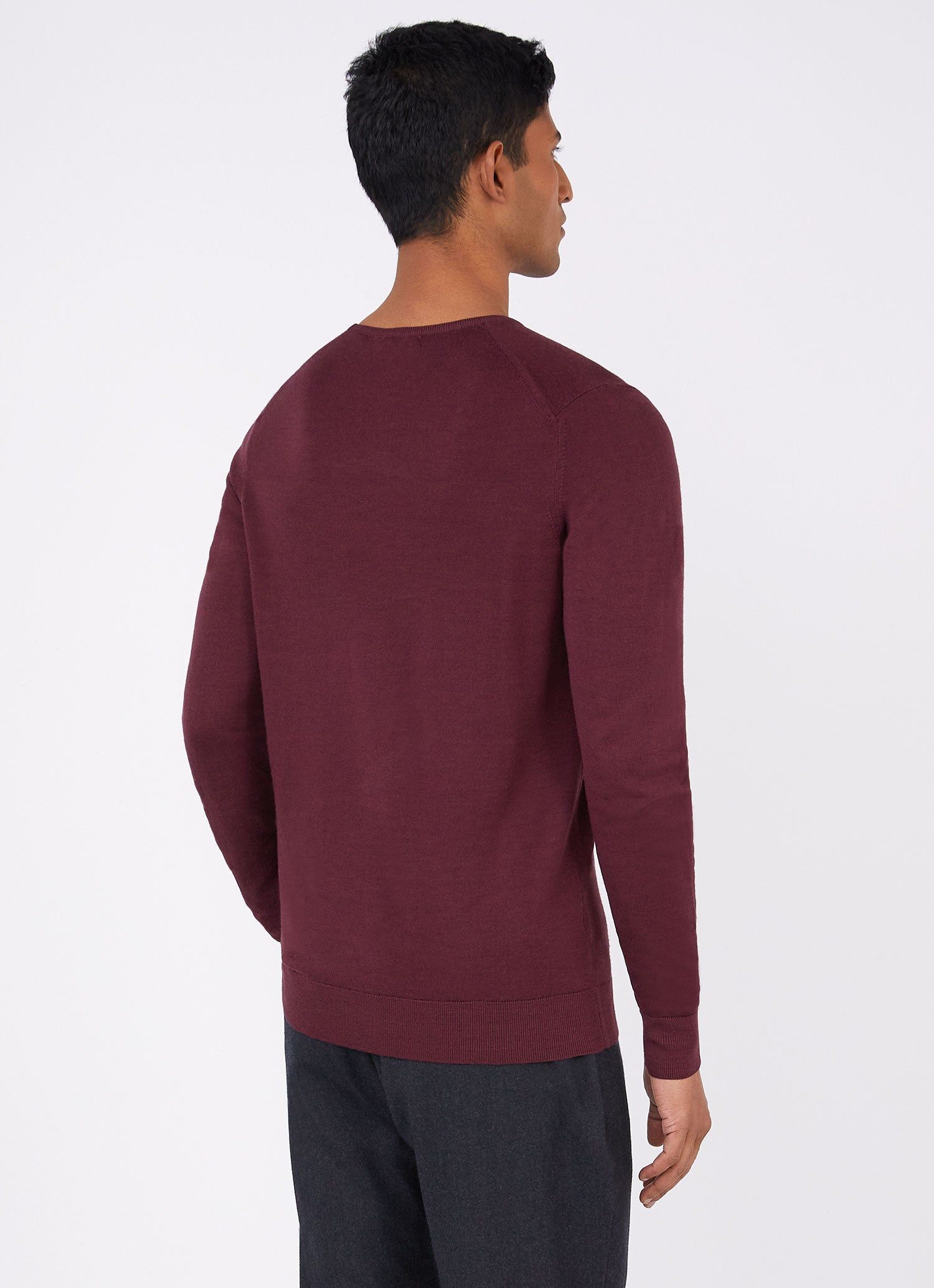 Men's Extra-Fine Merino Crew Neck in Port sold by Sunspel product image thumbnail 4