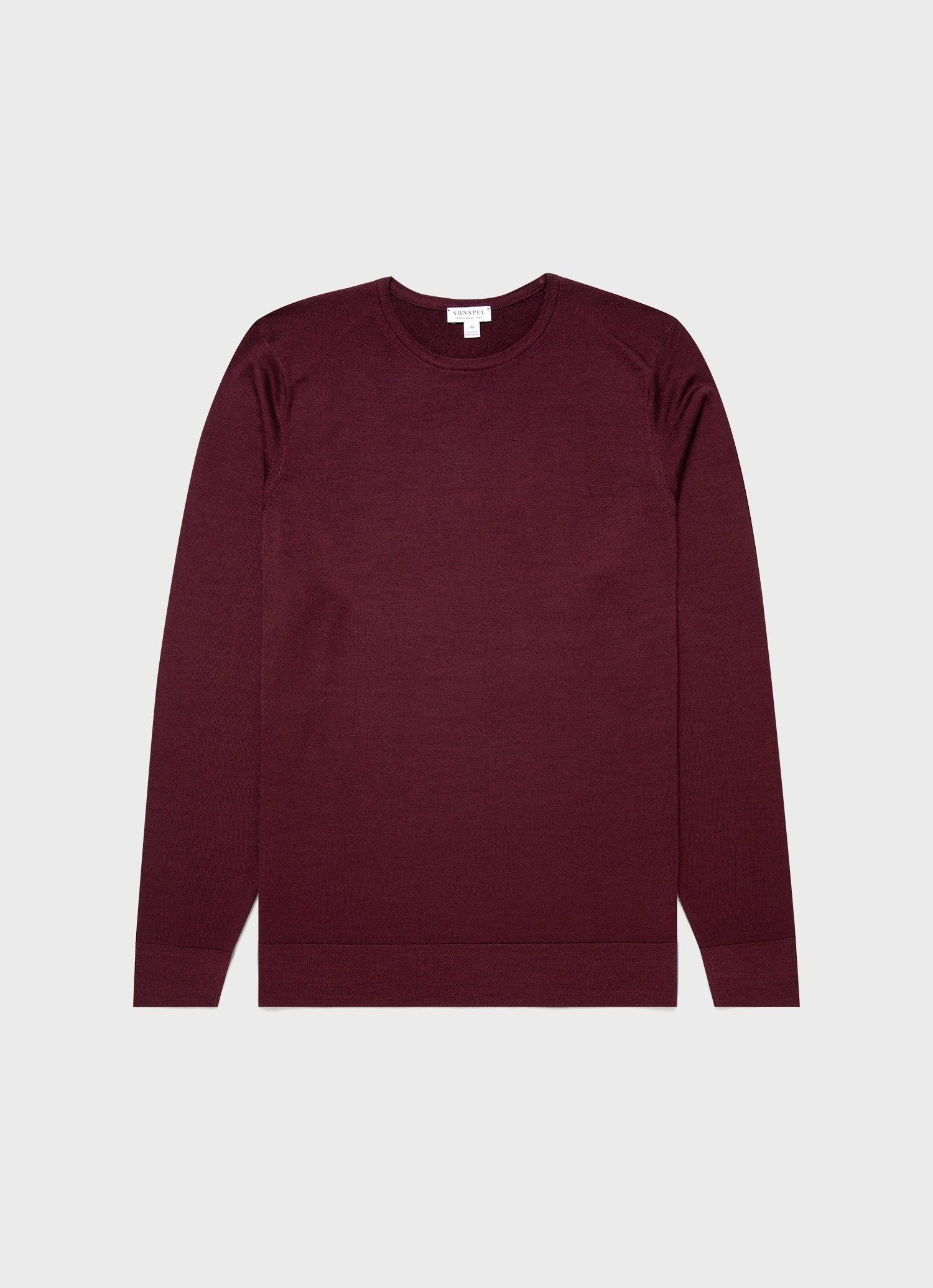 Men's Extra-Fine Merino Crew Neck in Port sold by Sunspel