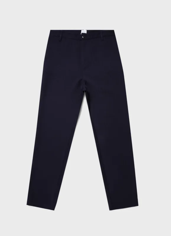 Men's Wool Twill Chore Trousers in Dark Navy sold by Sunspel
