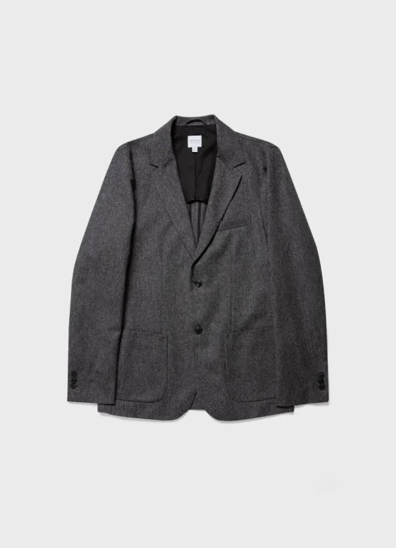Men's Donegal Wool Blazer in Mid Grey Melange sold by Sunspel