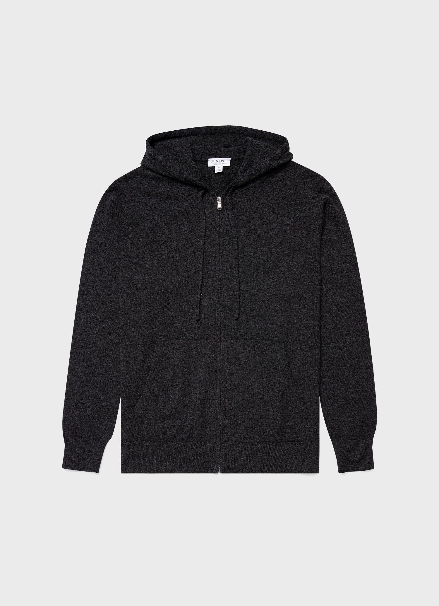 Men's Cashmere Zip Hoody in Charcoal Melange sold by Sunspel