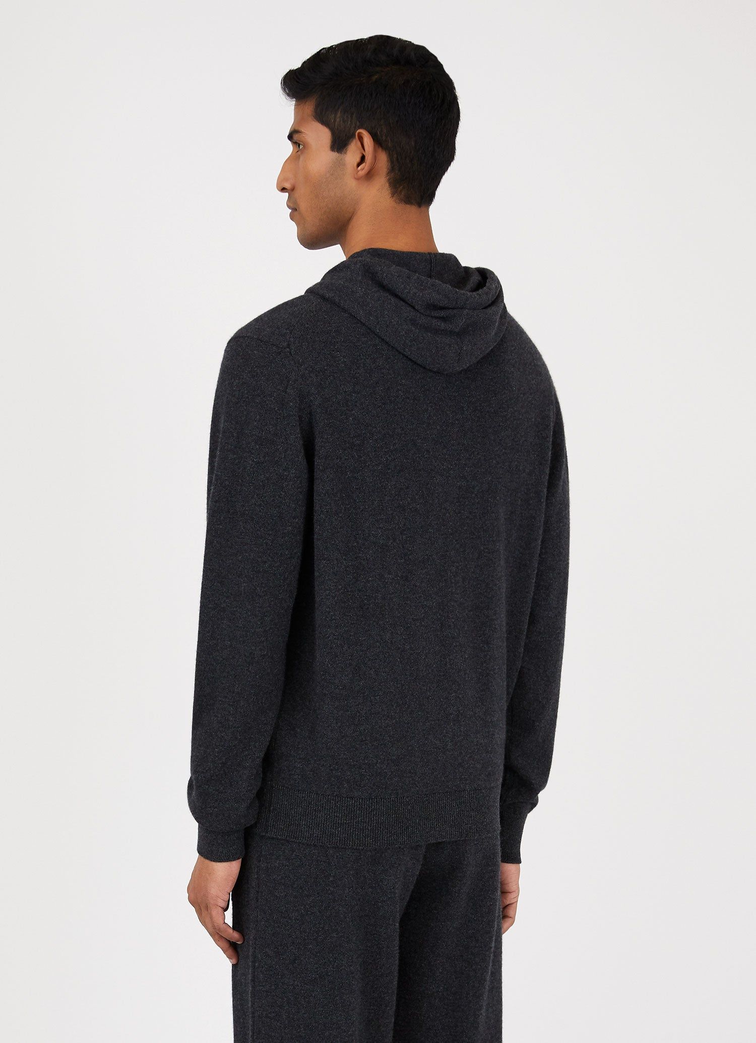 Men's Cashmere Zip Hoody in Charcoal Melange sold by Sunspel product image thumbnail 4