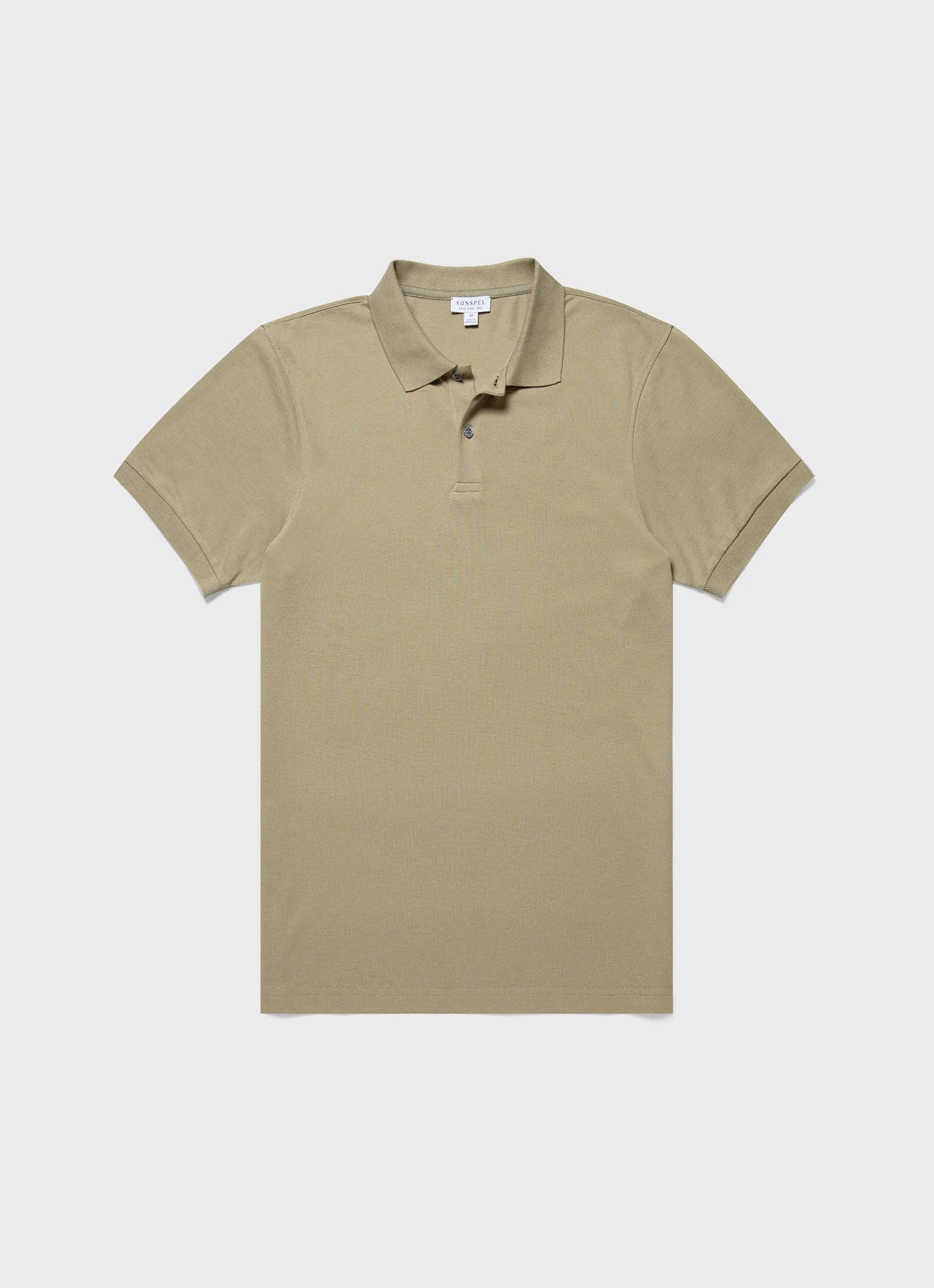 Men's Piqué Polo Shirt in Pale Khaki sold by Sunspel