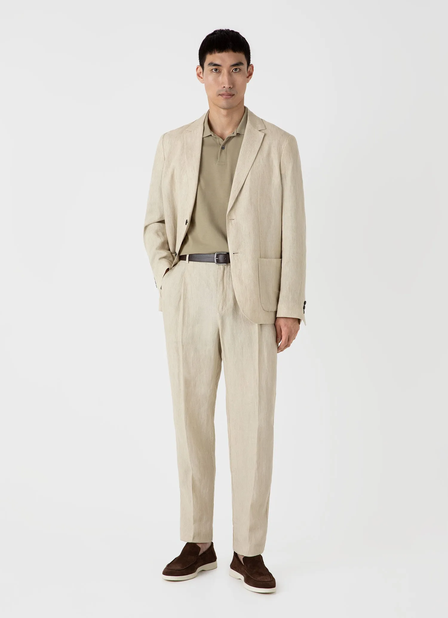 Men's Piqué Polo Shirt in Pale Khaki sold by Sunspel product image thumbnail 3