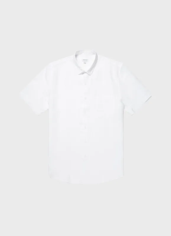 Men's Short Sleeve Linen Shirt in White sold by Sunspel