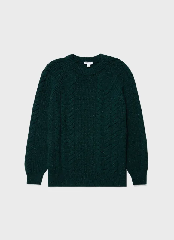 Men's Textured Donegal Jumper in Dark Green Donegal sold by Sunspel