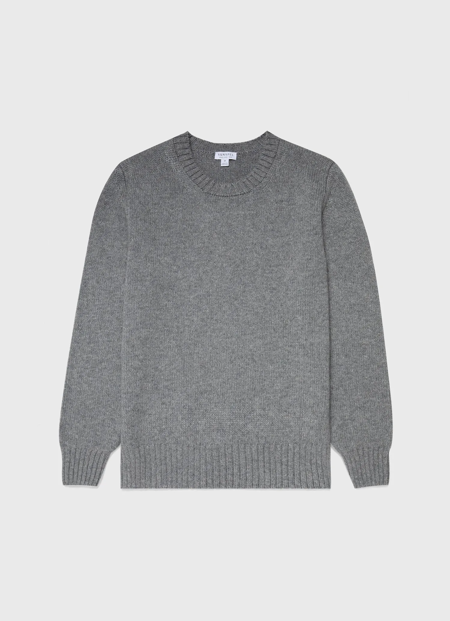 Men's Roxburgh Cashmere Jumper in Mid Grey Melange sold by Sunspel