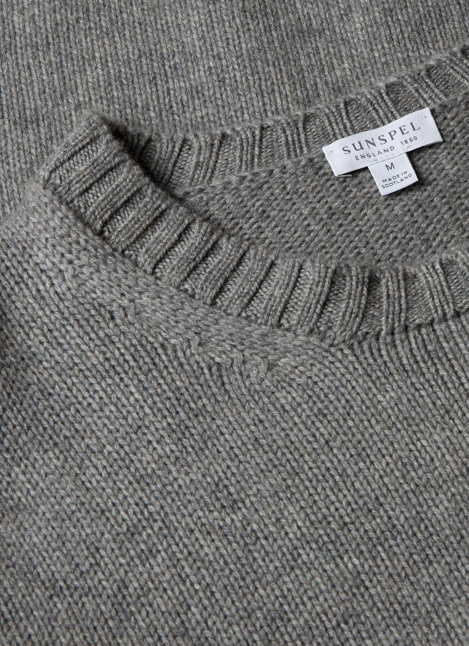 Men's Roxburgh Cashmere Jumper in Mid Grey Melange sold by Sunspel product image thumbnail 4