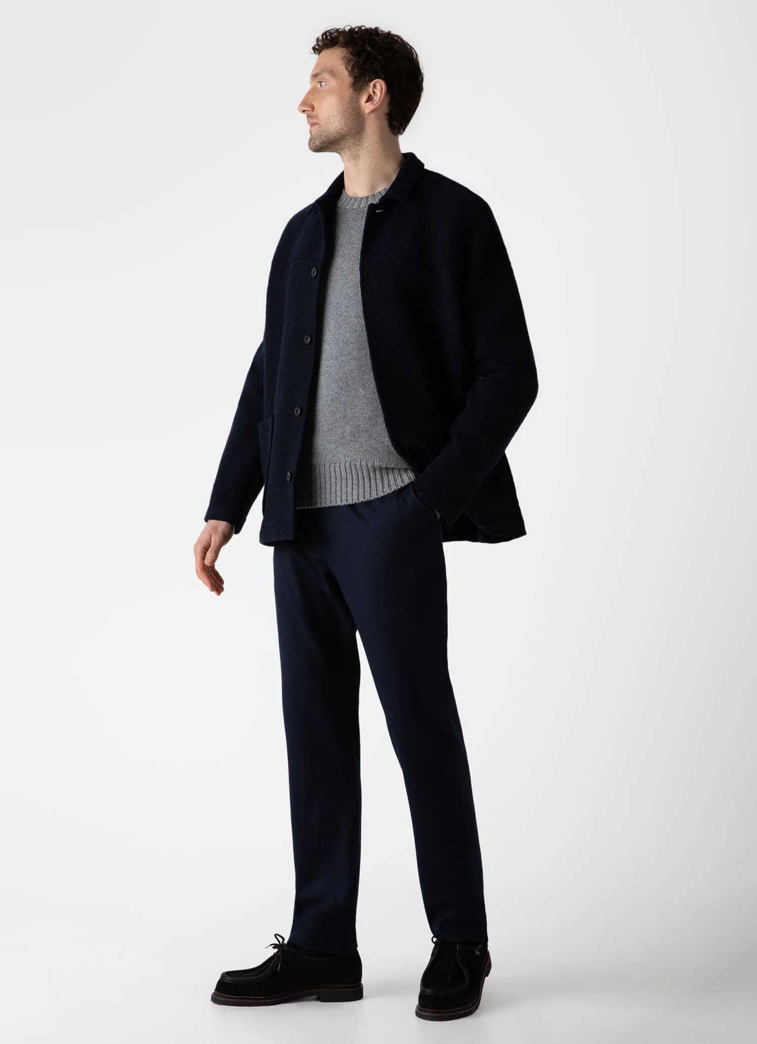 Men's Roxburgh Cashmere Jumper in Mid Grey Melange sold by Sunspel product image thumbnail 3