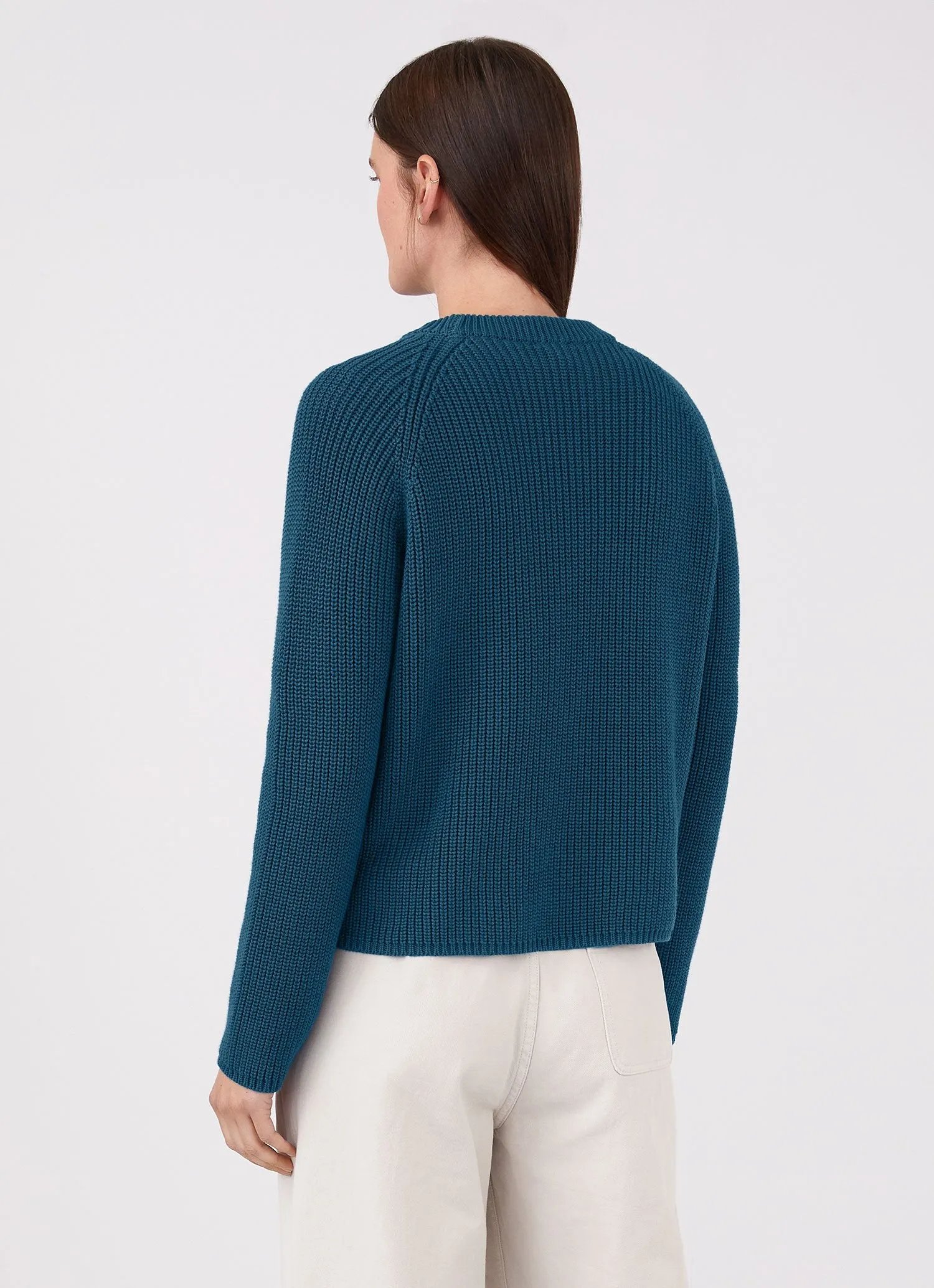 Women's Boxy Crew Neck Jumper in Lagoon Blue sold by Sunspel product image thumbnail 4