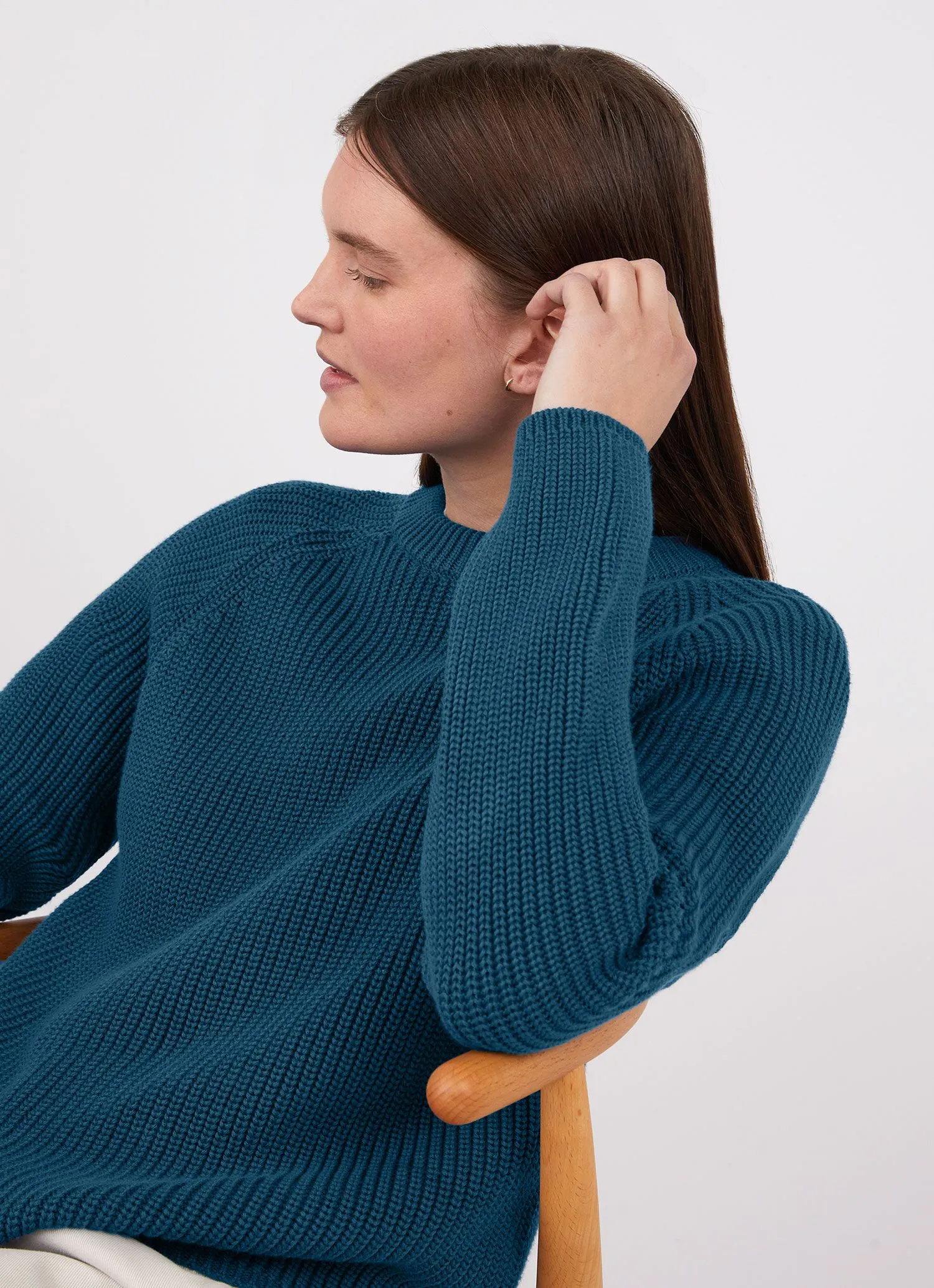 Women's Boxy Crew Neck Jumper in Lagoon Blue sold by Sunspel product image thumbnail 2