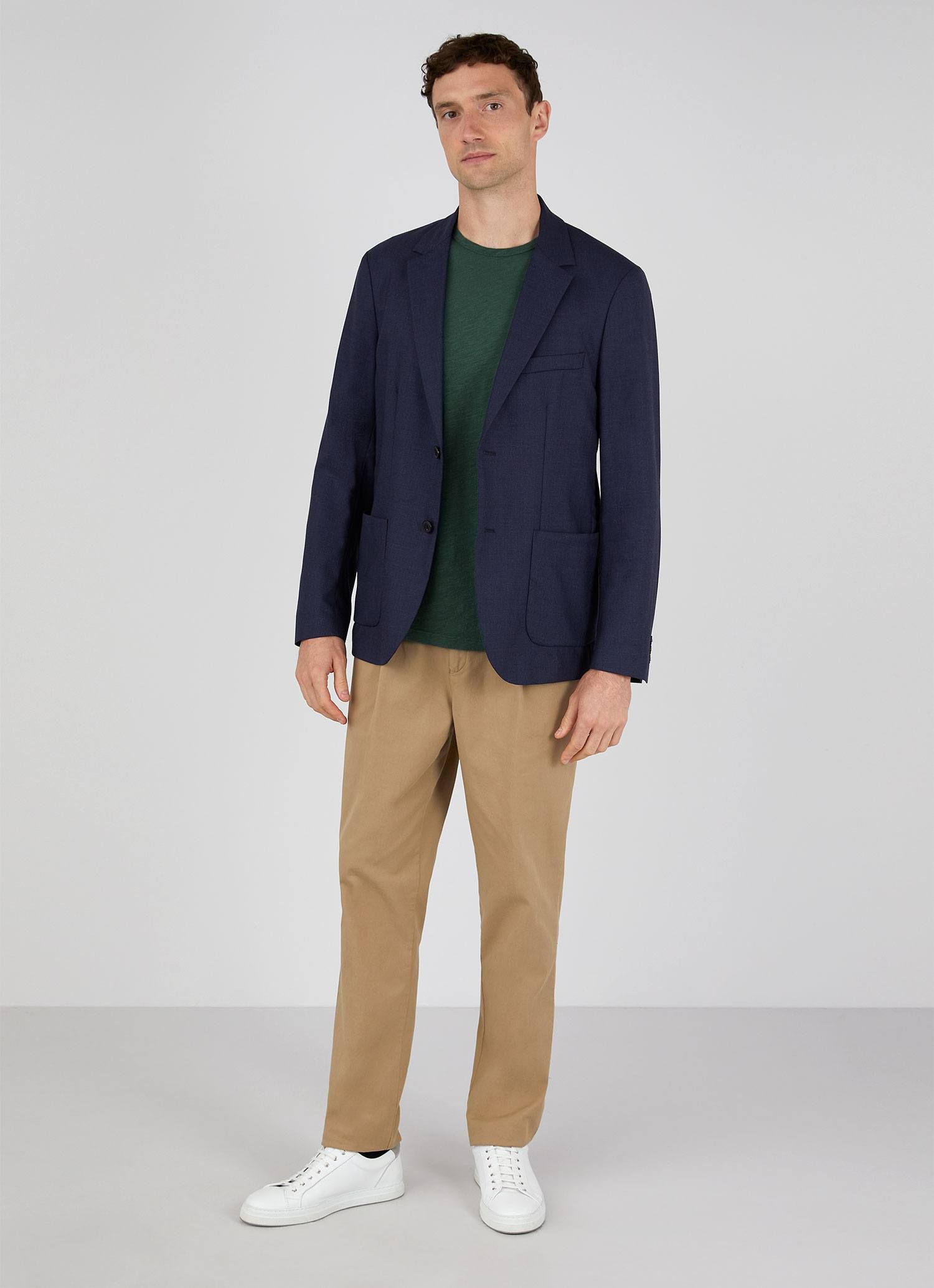 Men's Cotton Linen T-shirt in Deep Green sold by Sunspel product image thumbnail 3