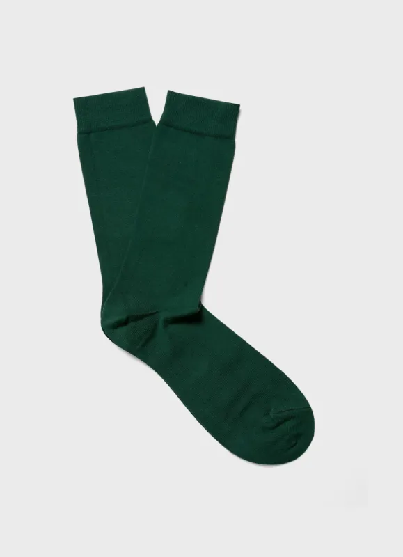 Men's Cotton Sock in Dark Green sold by Sunspel