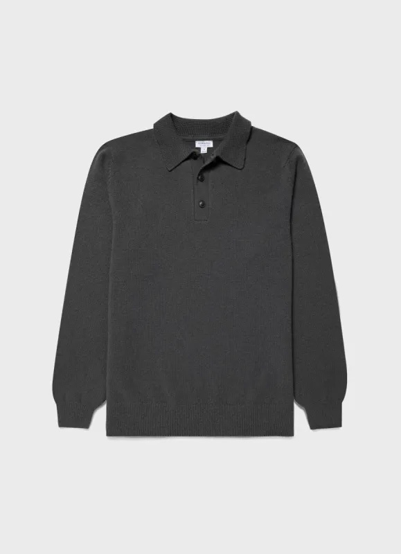 Men's Lambswool Polo Shirt in Drill Green sold by Sunspel