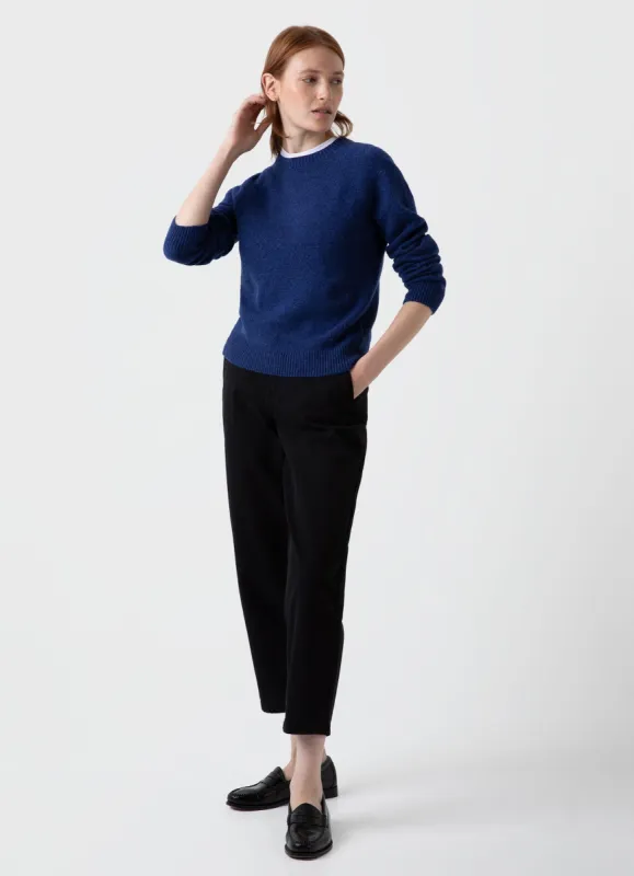 Women's Lambswool Crew Neck Jumper in Space Blue sold by Sunspel
