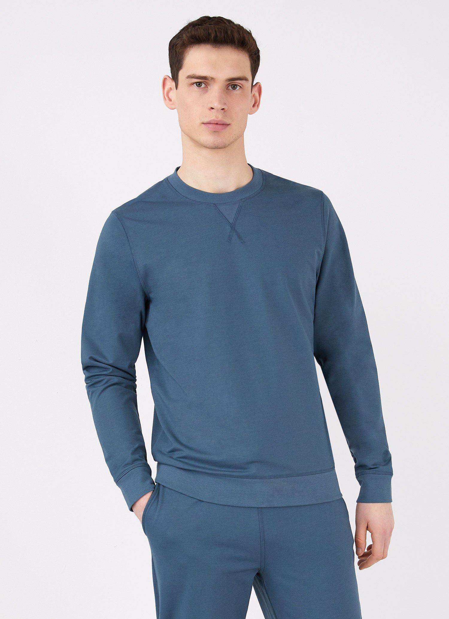 Men's DriRelease Active Swearshirt in Dark Petrol sold by Sunspel product image thumbnail 2