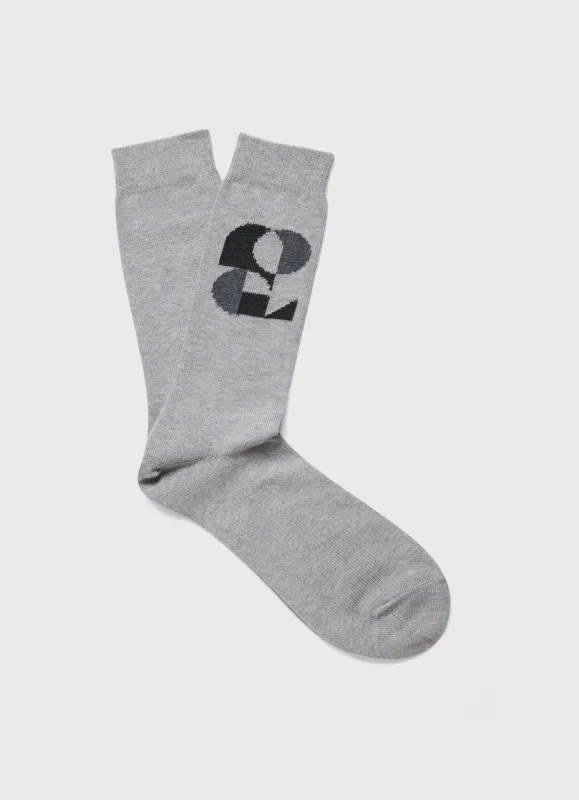 Men's Craig Ward Jacquard Sock in Grey Melange made by Sunspel