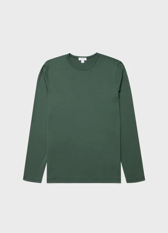 Men's Classic Long Sleeve T-shirt in Dark Green sold by Sunspel
