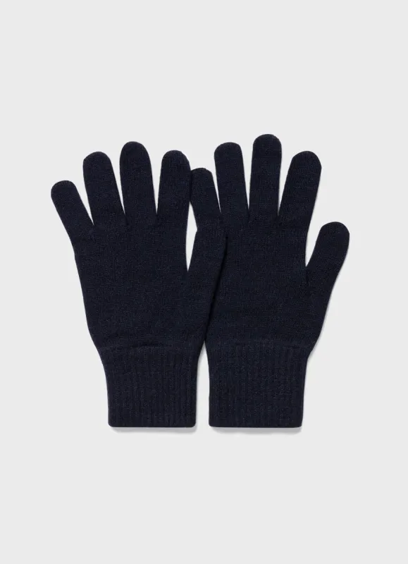 Cashmere Knitted Glove in Navy sold by Sunspel