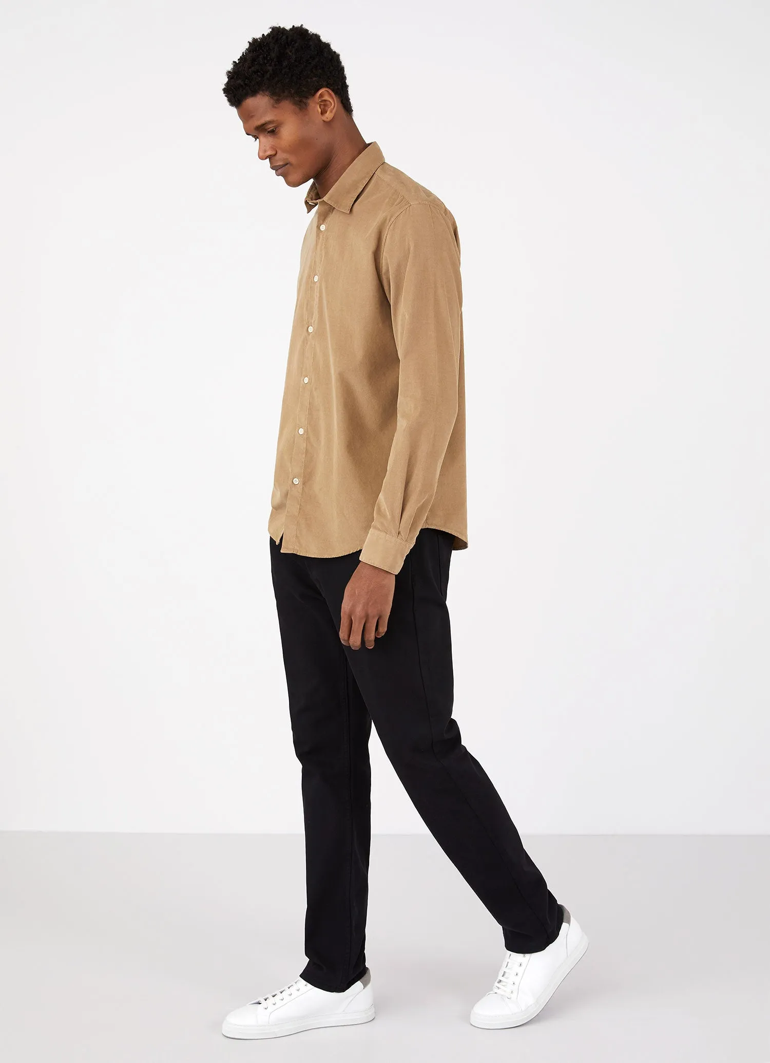 Men's Fine Cord Shirt in Stone sold by Sunspel product image thumbnail 3