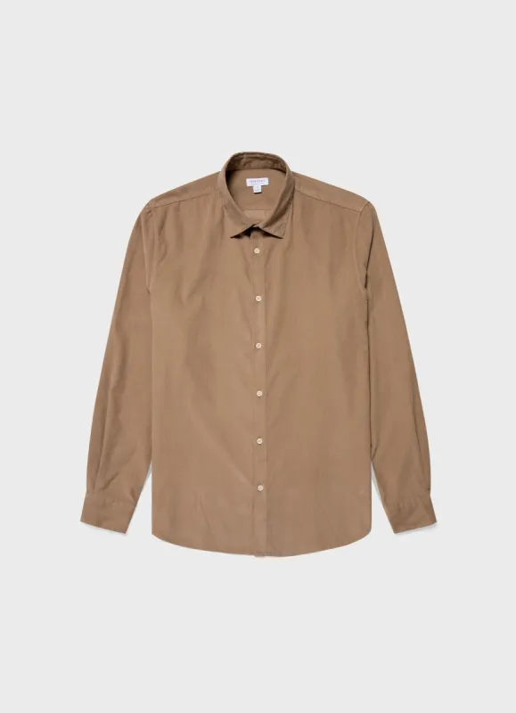 Men's Fine Cord Shirt in Stone sold by Sunspel