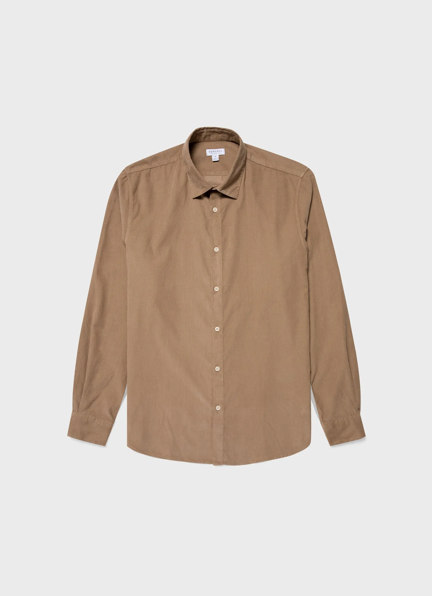 Men's Fine Cord Shirt in Stone sold by Sunspel