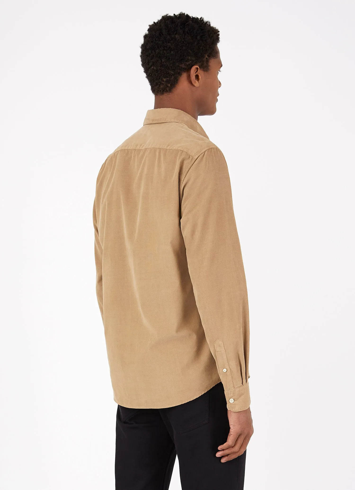 Men's Fine Cord Shirt in Stone sold by Sunspel product image thumbnail 4