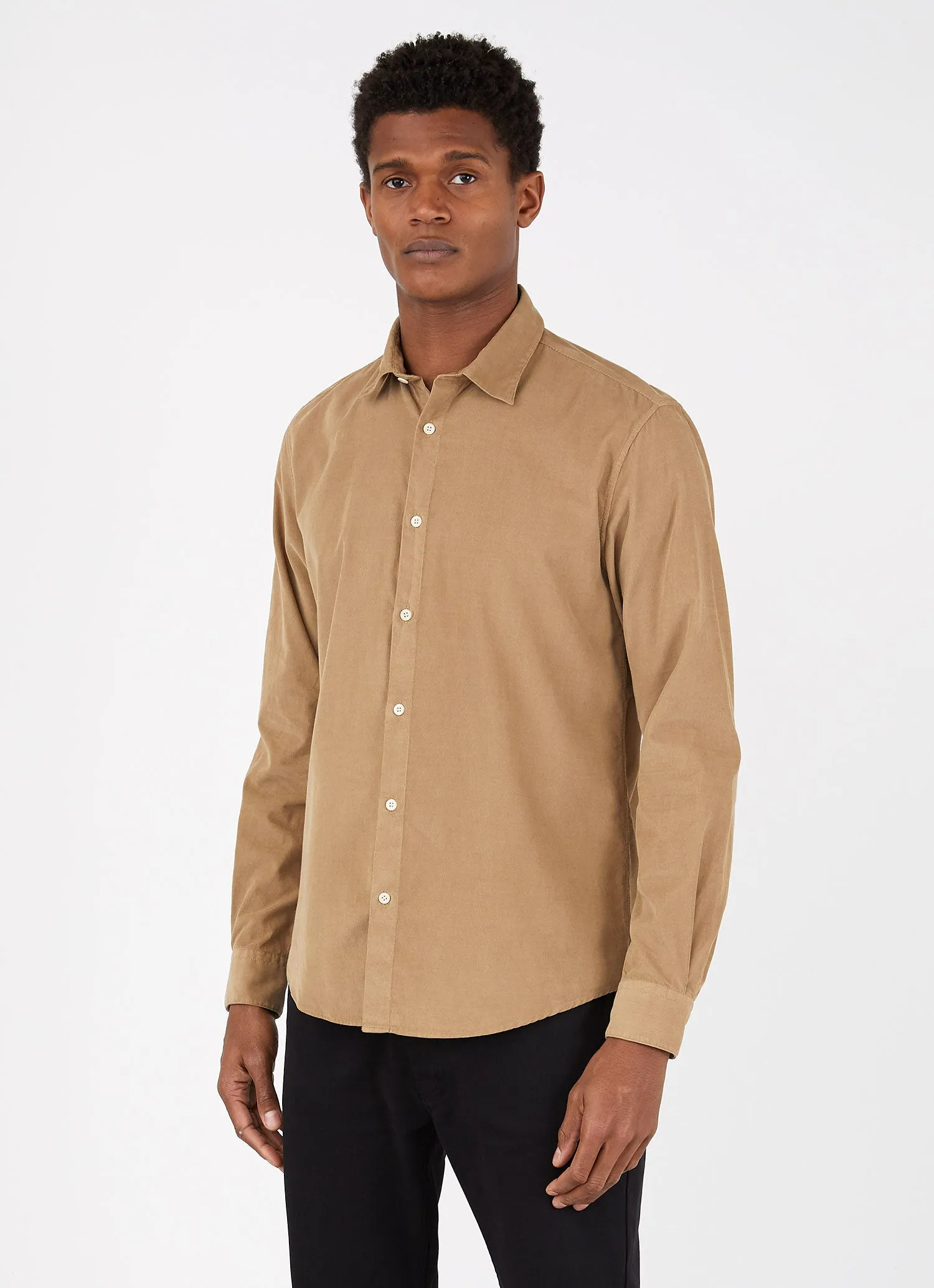 Men's Fine Cord Shirt in Stone sold by Sunspel product image thumbnail 2
