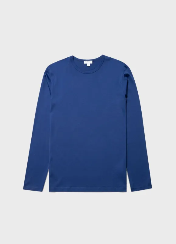 Men's Classic Long Sleeve T-shirt in Space Blue sold by Sunspel