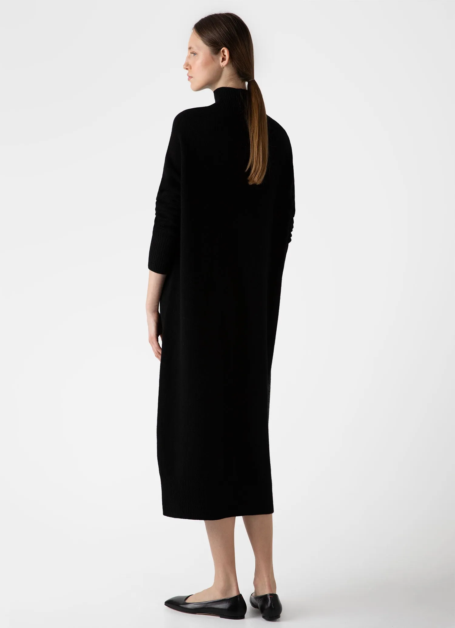 Women's Lambswool Funnel Neck Dress in Black sold by Sunspel product image thumbnail 4