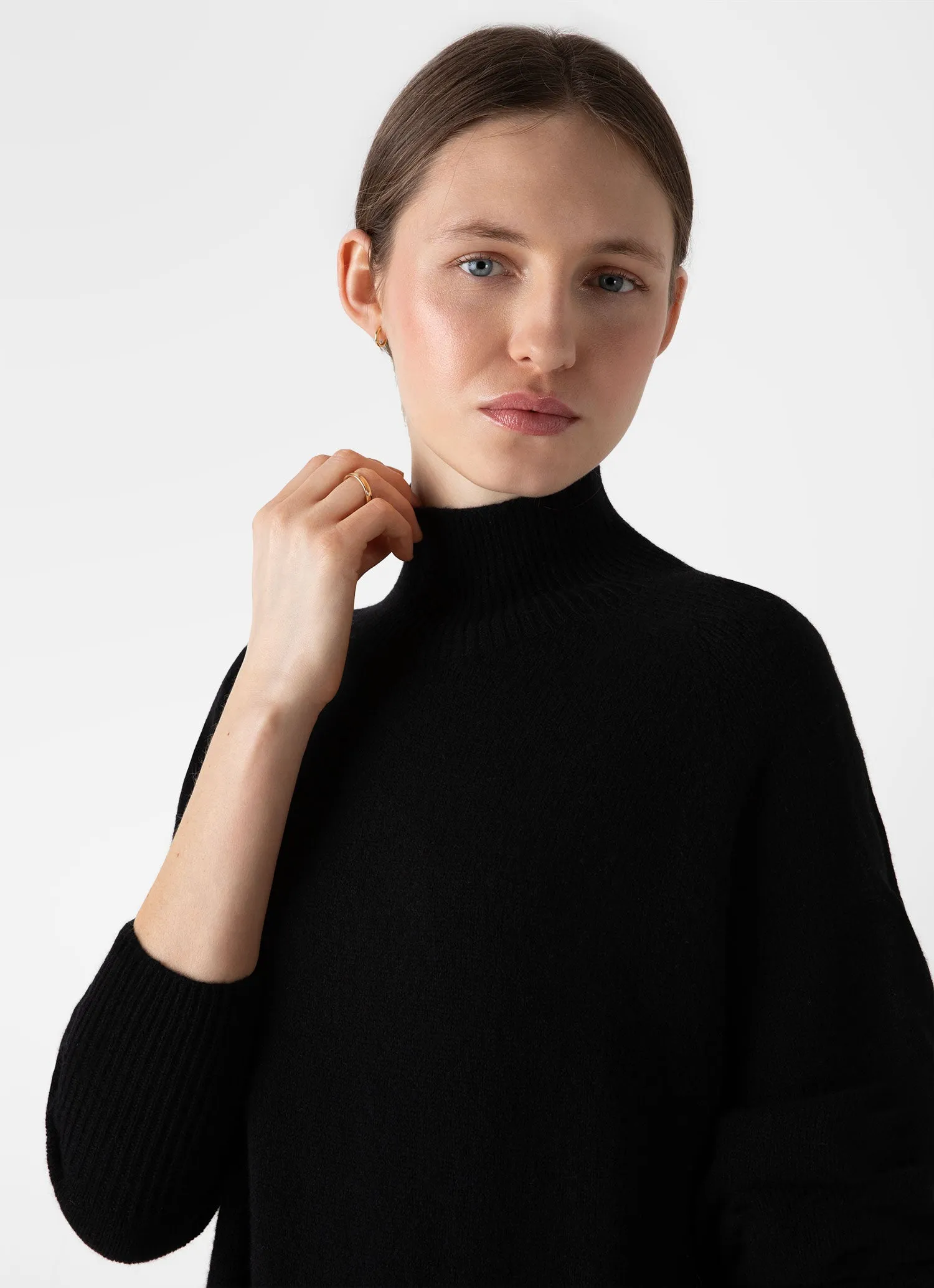 Women's Lambswool Funnel Neck Dress in Black sold by Sunspel product image thumbnail 3