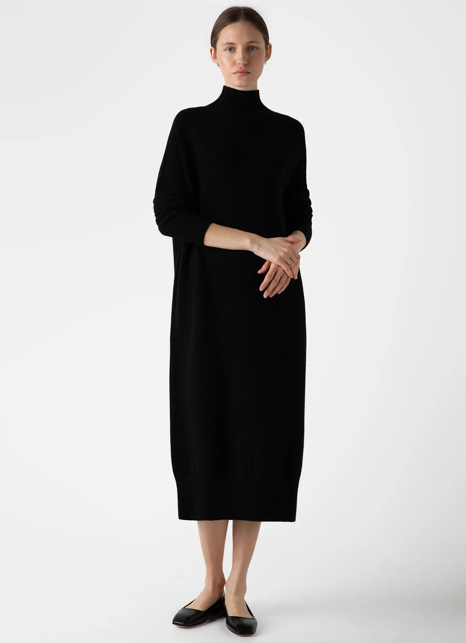 Women's Lambswool Funnel Neck Dress in Black sold by Sunspel product image thumbnail 2