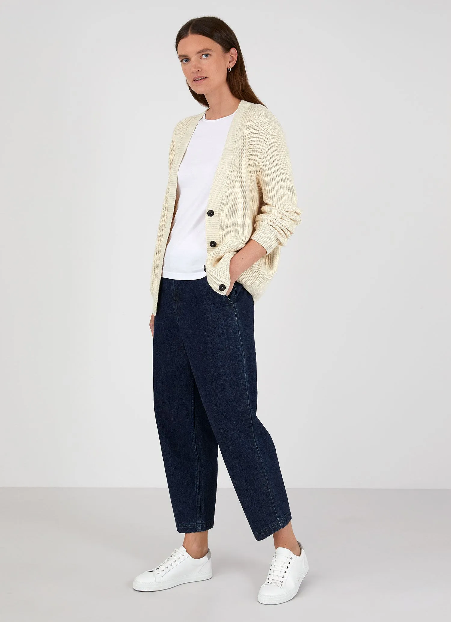 Women's Cotton Cardigan in Ecru sold by Sunspel product image thumbnail 3