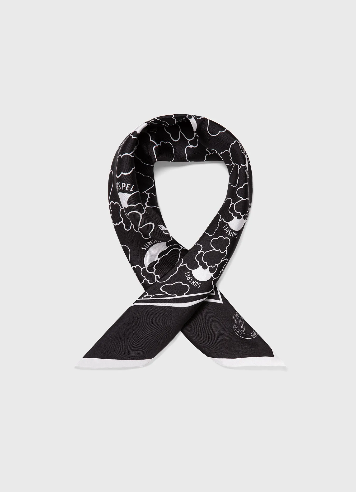 Women's Silk Scarf in Black Mini Archive Print sold by Sunspel product image thumbnail 2