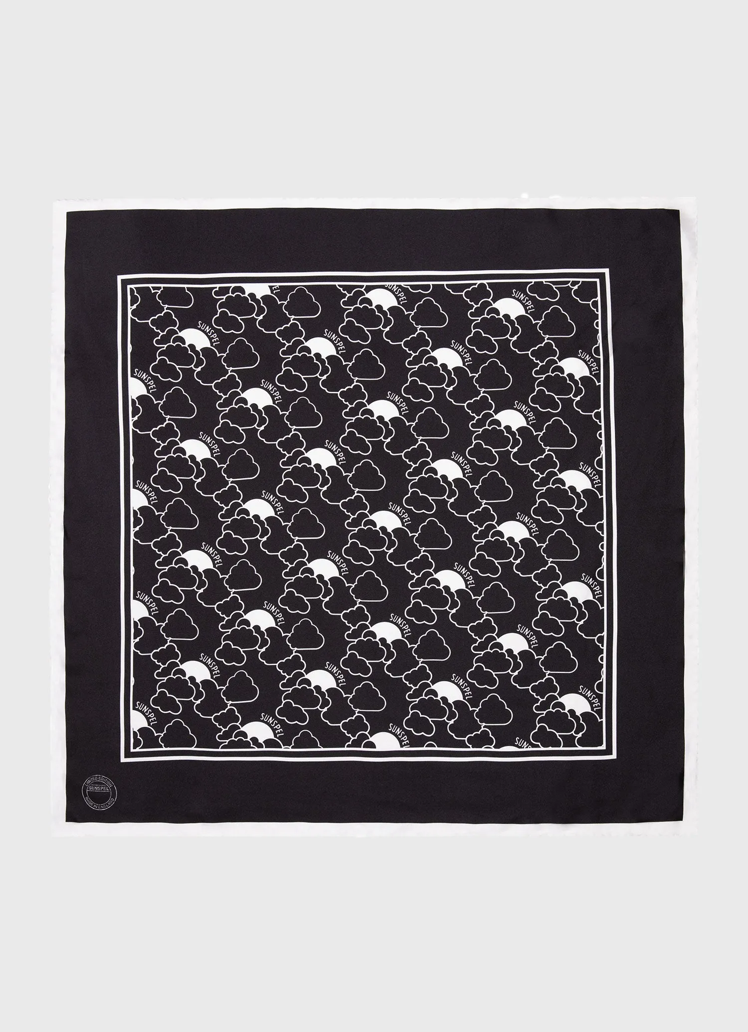Women's Silk Scarf in Black Mini Archive Print sold by Sunspel