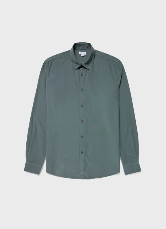 Men's Fine Cord Shirt in Smoke Green sold by Sunspel