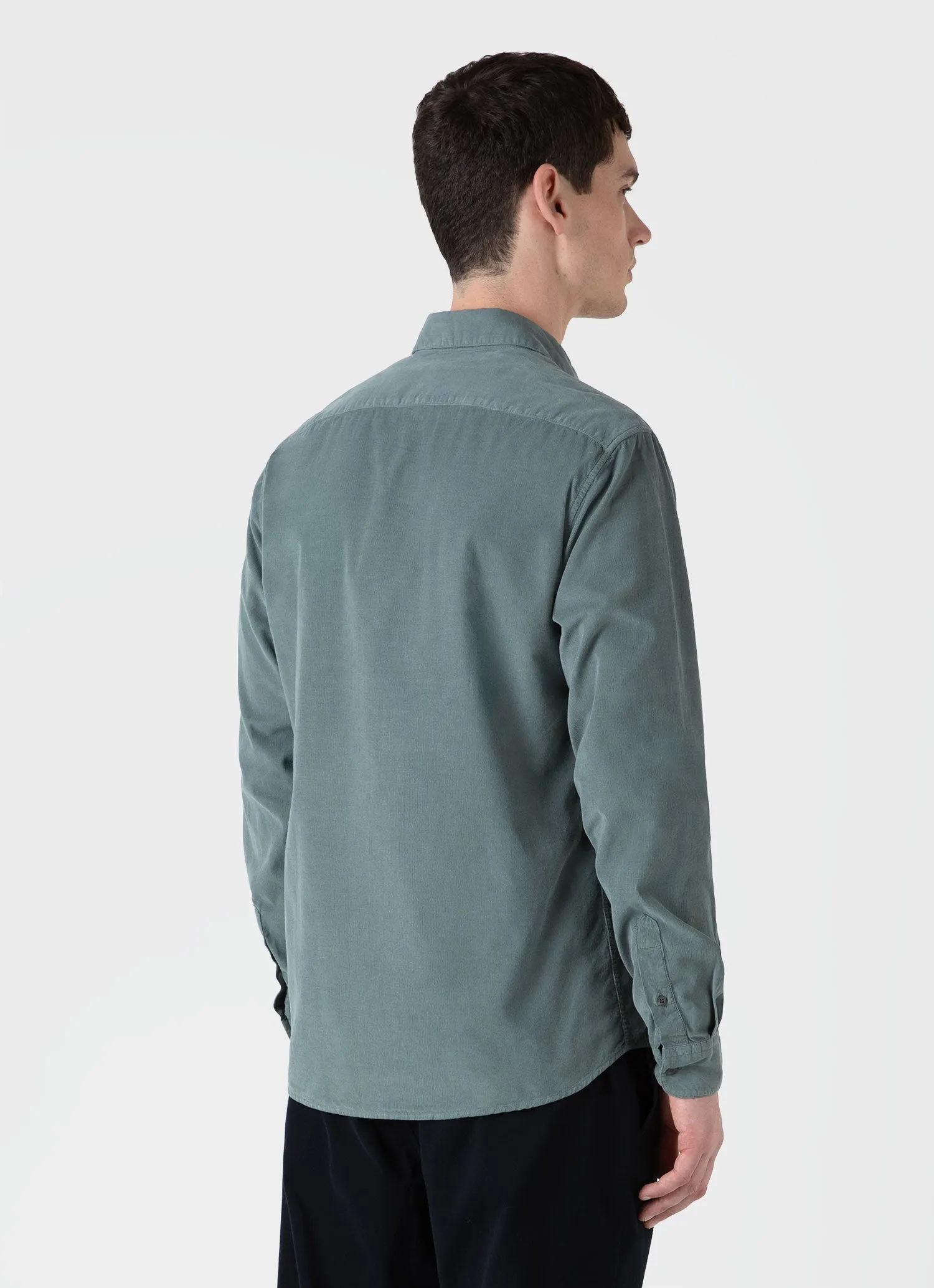 Men's Fine Cord Shirt in Smoke Green sold by Sunspel product image thumbnail 5